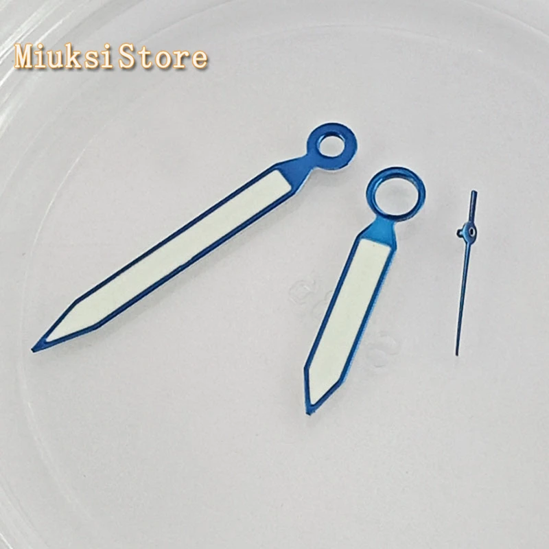 Синий ремень белые часы руки зеленые светящиеся стрелки подходят ETA 6497 6498 Морская