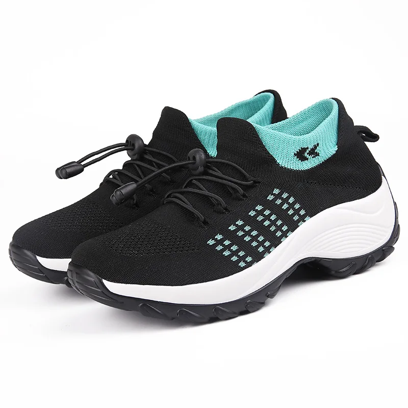 

Sports Shoes Women New Mesh Breathable Casual Shoes Women's Sports Shoes Lace-up Non-slip Slope Heel Sports Shoes Women's Shoes