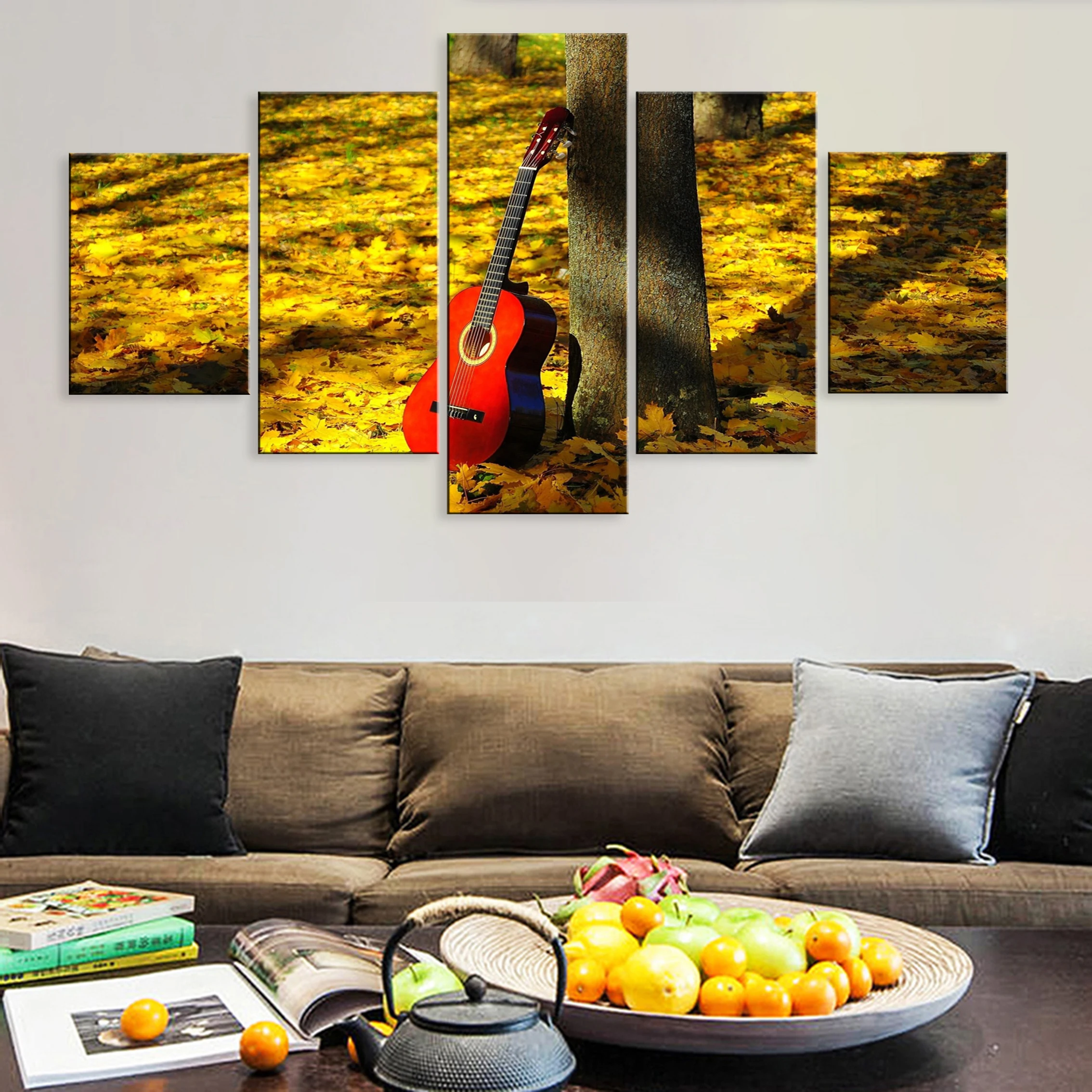 

Hd Printed Decoration Modern 5 Pieces Poster Canvas For Living Room Home Decor Framework Musical Instrument Guitar Music