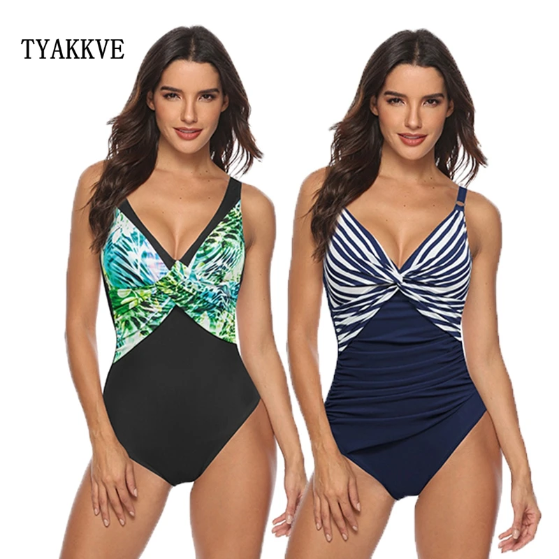 2020 Цельный купальник сексуальный женский ретро с высокой талией глубокий v