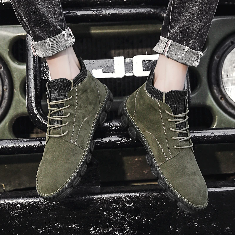 

Lcxmnd Martin boots men's black British style breathable low top casual shoes men's tooling shoes