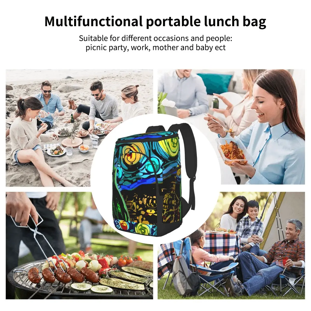 

15L Refrigerator Bag Soft Large Insulated Cooler Backpack Thermal Isothermal Fridge Travel Beach Beer Bag Starry Night