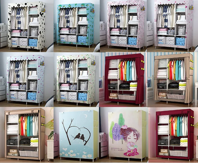 Kaidi платяной шкаф система для хранения одежды каркасный шкаф Простой DIY нетканый Оксфордский многофункциональный шкаф складной переносная мебель в сборе стальная трубка Пылезащитный для хранения спальни