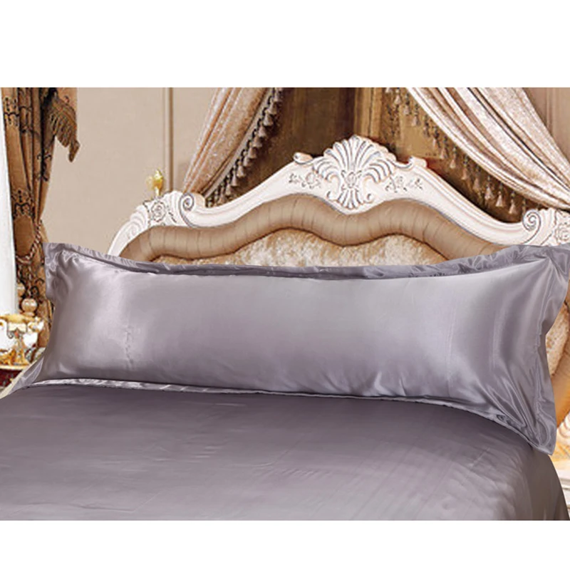 

1.2m/1.5m Silk Satin Pillow Case Couple Pillow Covers for Bed Pillow Standard/Queen/King Envelope Pillowcase 150/180*48cm