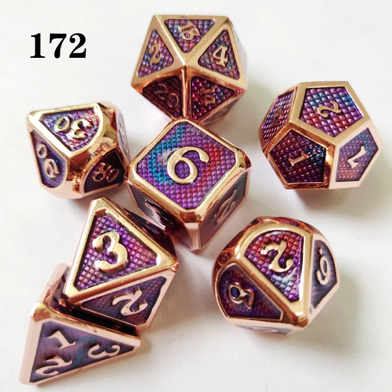 DnD металлические кости RPG MTG кости персонализированный шрифт кости включая различные цвета кости мешок D4 D6 D8 D10 D12 D20 - Цвет: 172