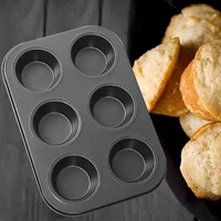 6 and 12 holes non stick round cupcake mold pan muffin tray carbon steel baking pan pudding bakeware biscuit pan