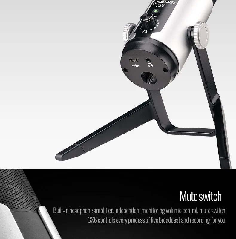 Takstar GX6 USB конденсаторный микрофон с тремя конденсаторными капсулами четыре регулируемых режима записи Встроенный усилитель для наушников