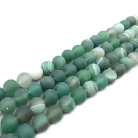 natural matte green stripes agates stone beads spacer round loose beads for jewelry making diy bracelet necklace accessories