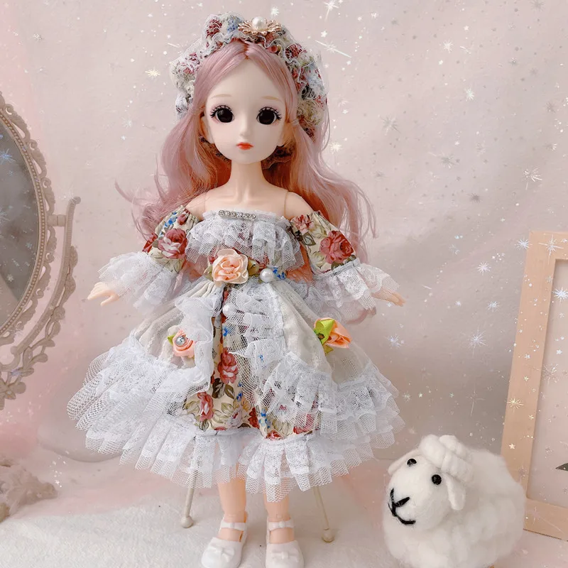 30cm 1/6 BJD Doll Little Girl Cute Dress 21 Removable Joint Doll Princess Beauty Makeup Doll Fashion Dress DIY Toy Gift Girl