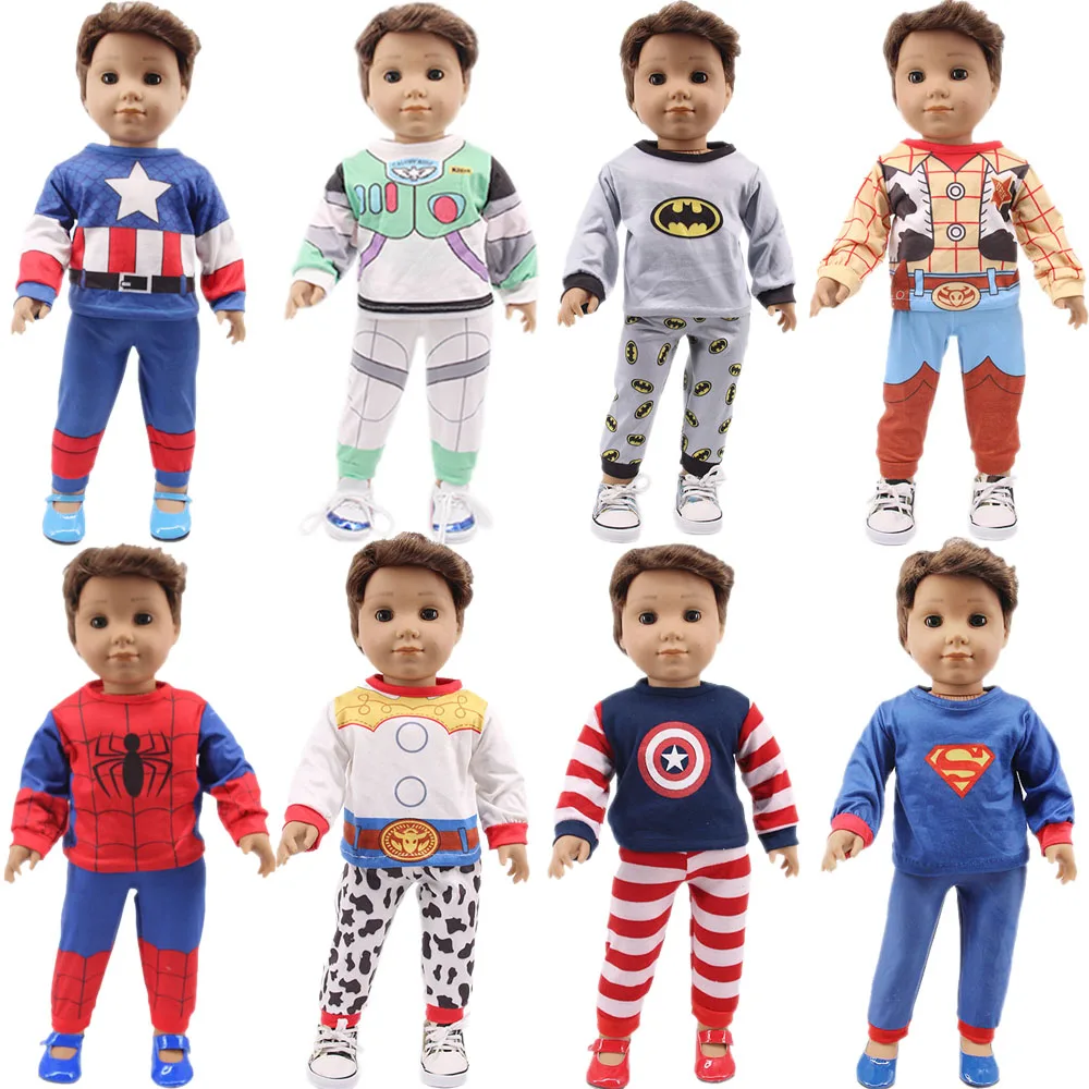 New Arrivals 13 Styles Cosplay Doll Pajamas For New Logan Boy Doll&43 Cm Born Doll Superheros Clothes Christmas Boy's Best Toy