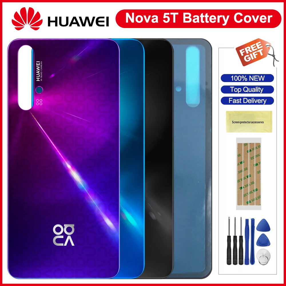 

Крышка батарейного отсека для Huawei Nova 5T, задняя крышка корпуса, запасные части для Huawei Nova 5T, задняя крышка батарейного отсека
