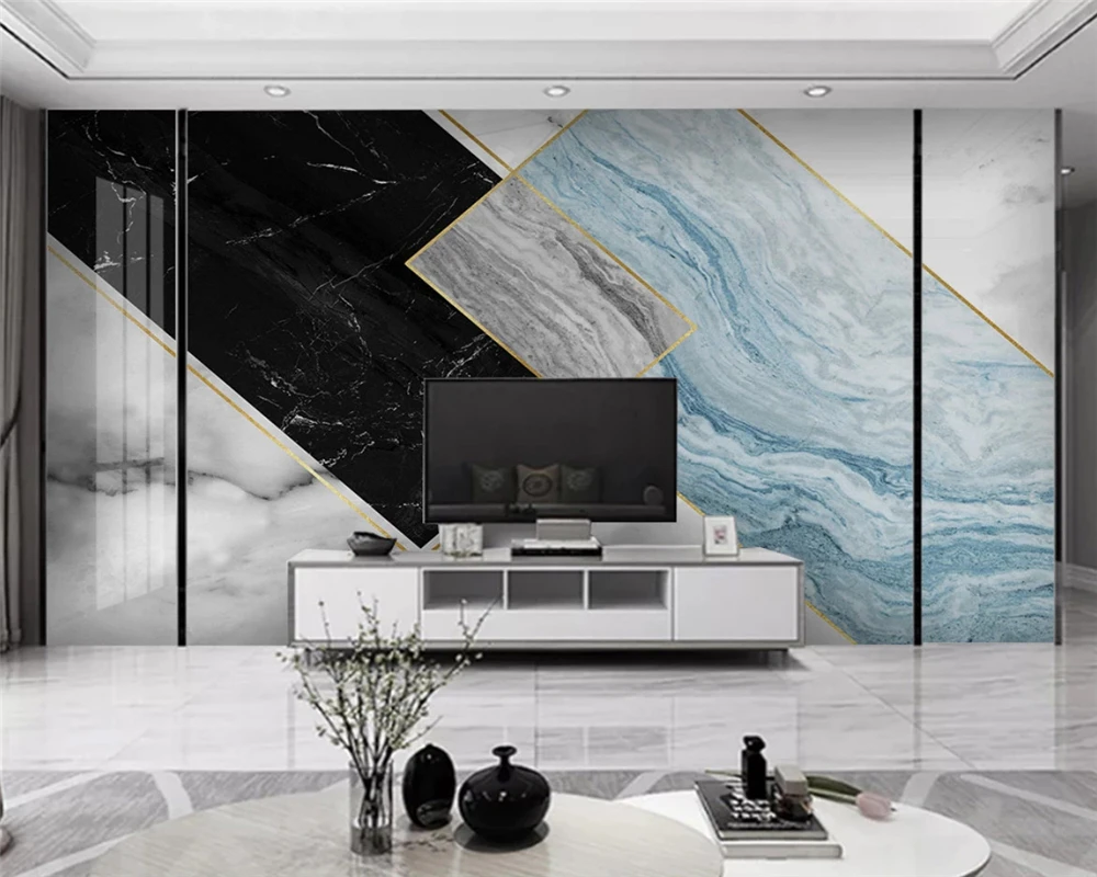 Beibehang пользовательские обои современный минималистичный черный белый синий