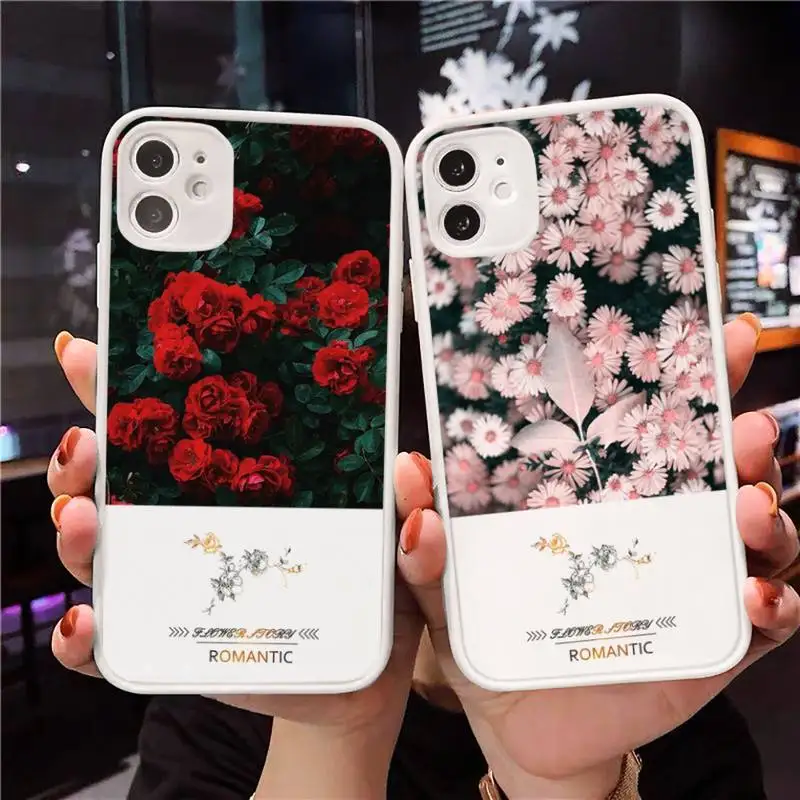 

Summer Flowers Pineapple Phone Case Matte Transparent for iPhone 7 8 11 12 s mini pro X XS XR MAX Plus cover funda