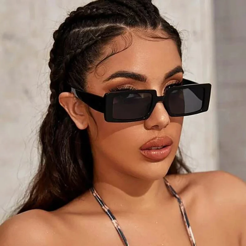

Rectangle Trend Women's Sunglasses Vintage Black UV Protection Platic Shade Sun Glasses Outdoor UV400