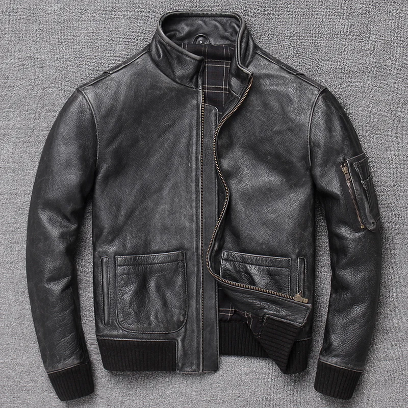 Lear GarMant/куртка бомбер из воловьей кожи для отдыха Лидер продаж|Мужские кожаные