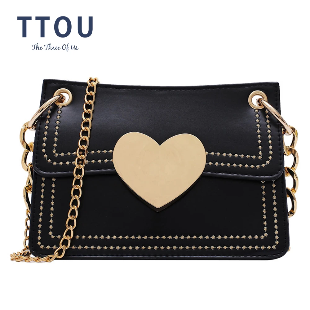 

TTOU Fashion Heart Lock Shoulder Bag For Women PU Leather Crossbody Bag Light Mobile Phone Purse Small Square Bag Shopping Bag