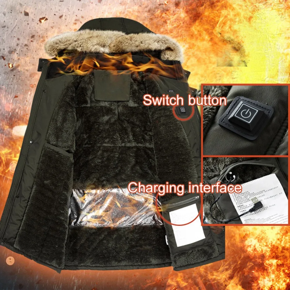 Dr.Qiiwi Men Cotton Clothes Heated Jacket Middle-Aged Casual Heated Coat For Autumn Winter Thermal Clothing