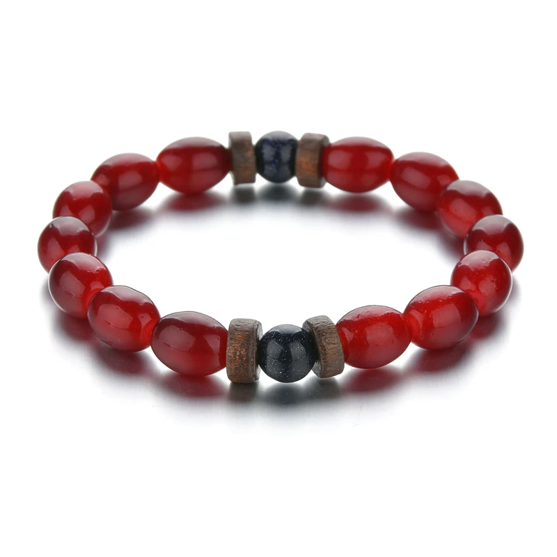 Красочные браслеты с бусинами из натурального камня для женщин розовый