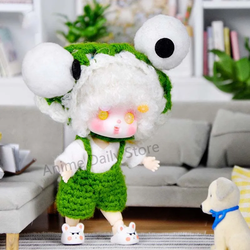 

BJD Doll Knitting Clothes Suit Cute Frog Clothes With Headwear Doll Accessories Gifts For YMY Body OB11 Doll
