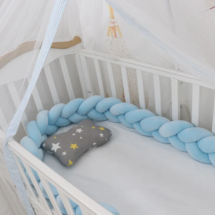 Blue 3M детский бампер кровать плетеная кроватка бамперы для мальчиков девочек Младенческая защита для кроватки бампер Тур де ЛИТ Bebe Tresse декор комнаты - Цвет: Blue