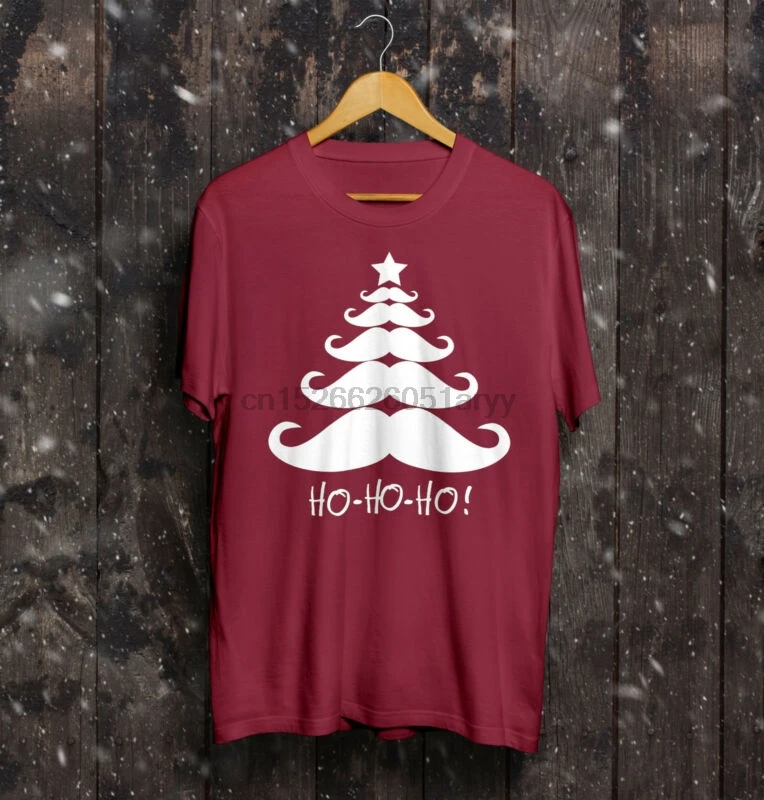 

Christmas Tree T Shirt Top Mustache Merry Christmas Gift Movember Barber Beard