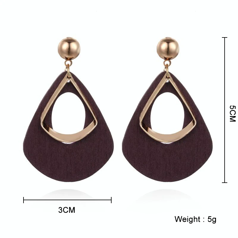 Женские деревянные серьги в европейском стиле золотого цвета женские