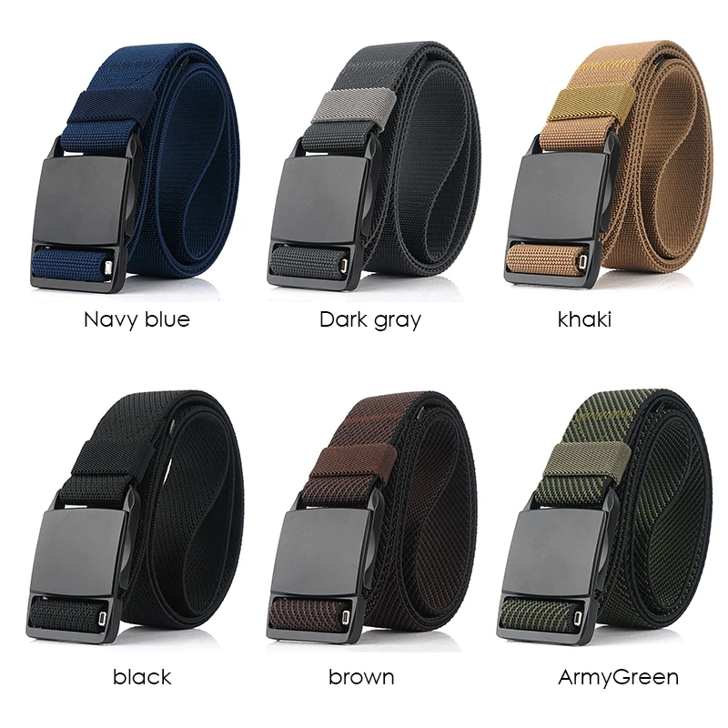 Ремень HSSEE мужской тактический матовый черный металлический эластичный пояс с