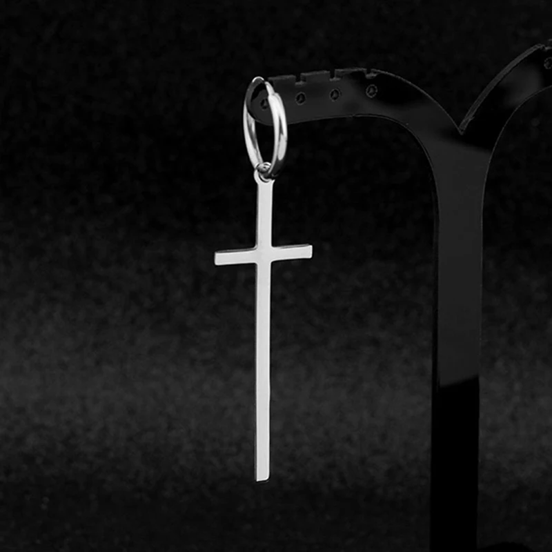 1 шт. длинные серьги с большим крестом для женщин и мужчин панк рок хип хоп клипсы