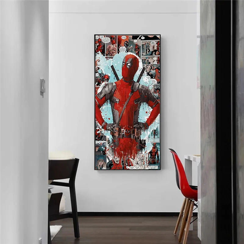 Картина на холсте disney постер из комиксов Marvel Мстители супергерой Дэдпул граффити