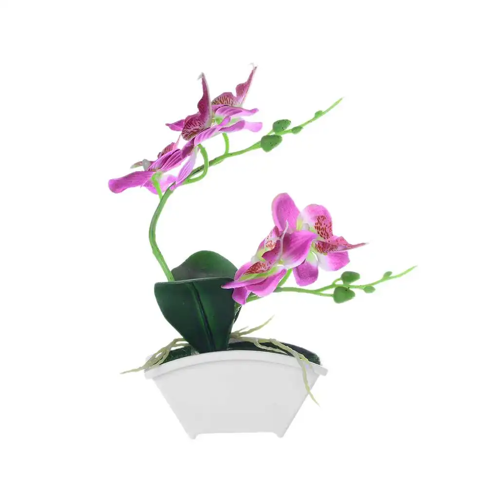

3PCS Artificial Flower Vase Real Touch Butterfly Orchid Leaves Plants Wedding Decor Simulation Phalaenopsis Bonsai