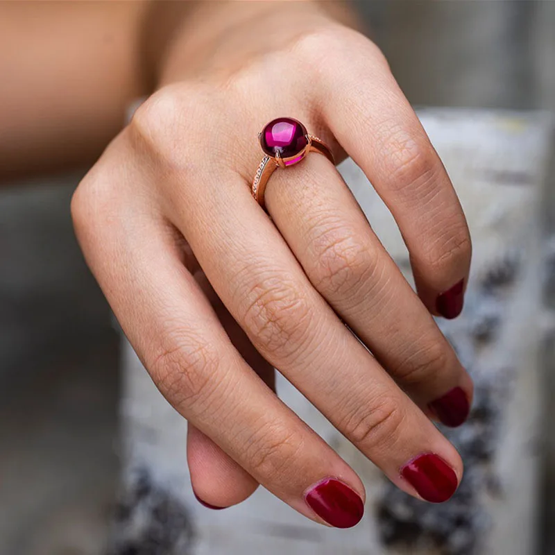 Женское кольцо из стерлингового серебра с круглыми кристаллами|Кольца| |