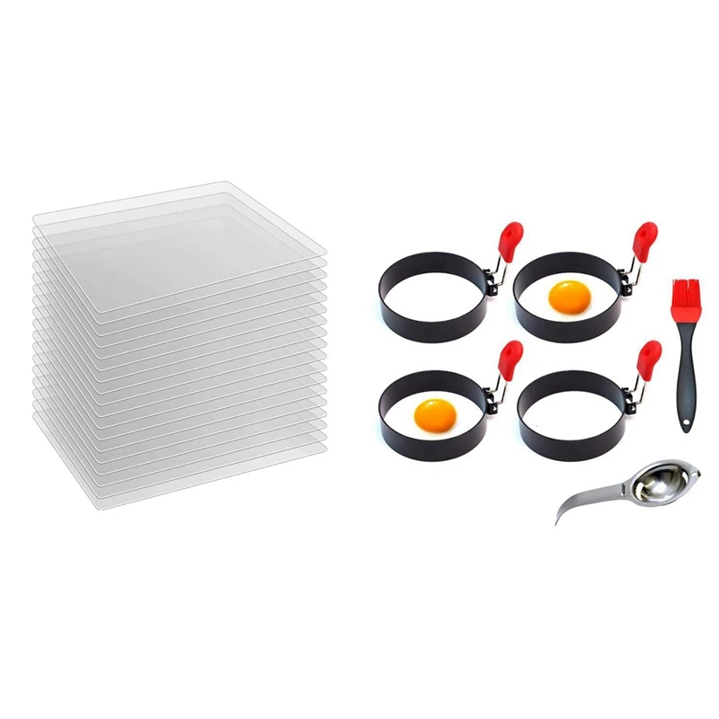 

18 Pieces Clear Plastic Placemats Table Mats With Nonstick Egg Rings For Frying Or Shaping Eggs