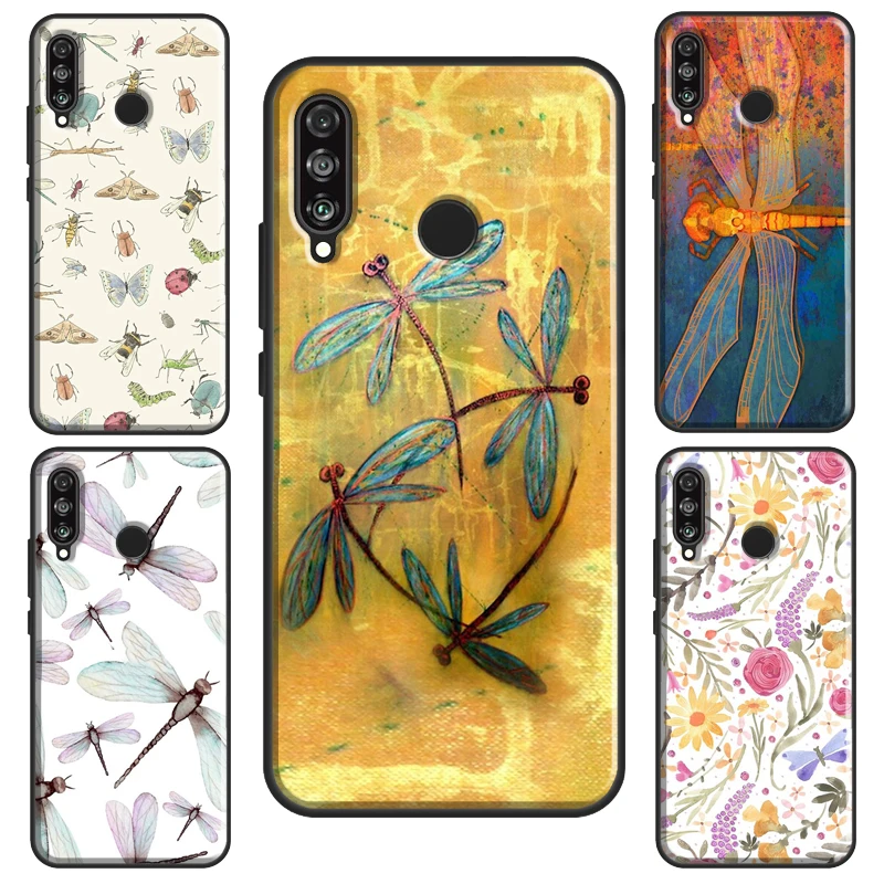 Чехол с рисунком стрекозы Насекомого для Huawei P30 Lite P20 P40 P Smart Y6 Y7 2019 Nova 5T Honor 8A 8X 9X 10i 20