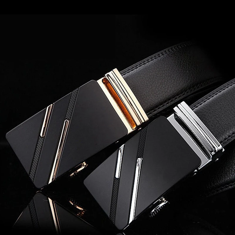 2pcs Men'S Fashion Leather Automatic Buckle Waist Strap Belt Waistband Gift - Silver &amp Gold | Аксессуары для одежды