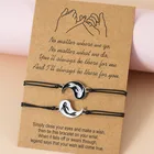 2 шт.компл. браслет для пар для женщин влюбленные тайчи Инь Янь Рыба ручной работы плетеная Черная веревка очаровательные ювелирные изделия дружбы подарок