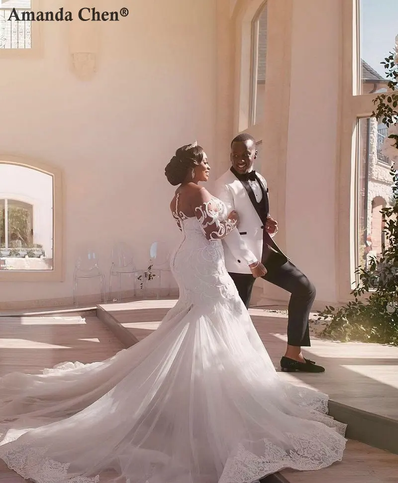 Женское свадебное платье с длинным рукавом и кружевной аппликацией | Свадьбы