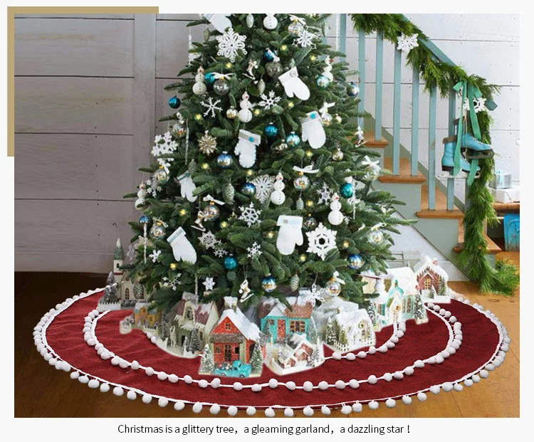 

Christmas Dress Arrangement Plush Tree Skirt White Ball Circle Linen Christmas Tree Skirt Home Hotel Store Christmas Decorations