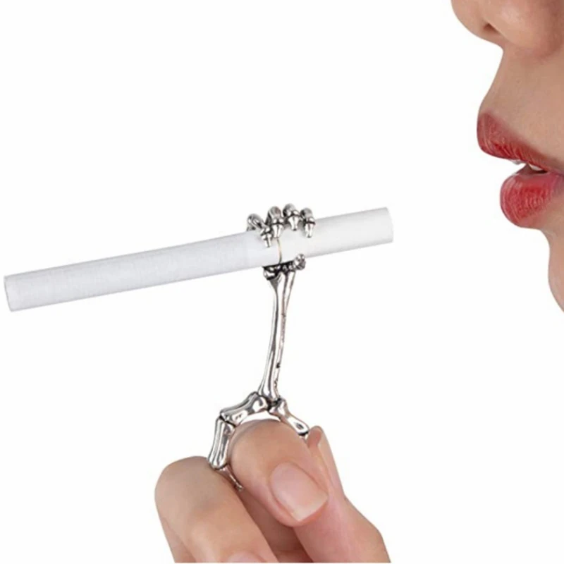 

Elegant Cigarette Finger Holder Rings Vintage Skeleton Hand Smoker Holder Unisex