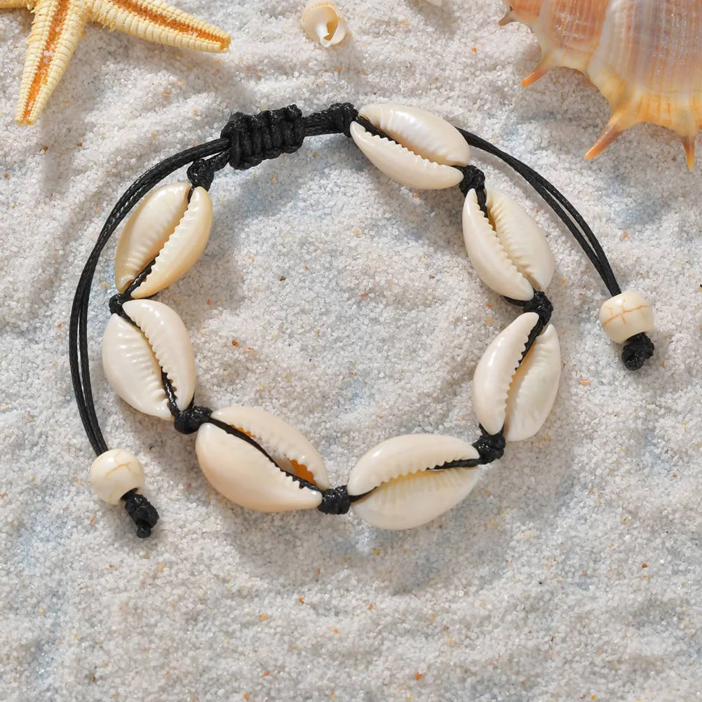 Натуральный Каури ракушка морская веревка колье ожерелье браслет набор сделай