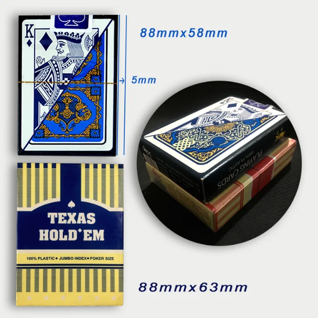 

Texas Waterproof PVC Plastic Magic Playing Card Set Durable Poker Board Game Texas Magic Box-packed 54pcs/Deck