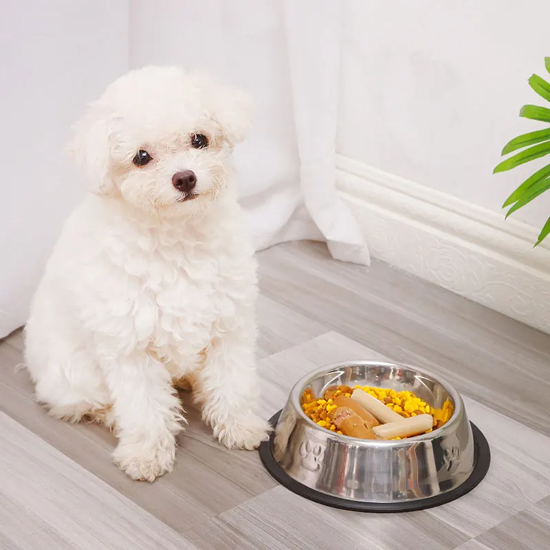 

Stainless Steel Dog Bowl Dog Bowl Fall Resistant Non-Slip Thickening Pet Feeding Supplies Pet Bowl Footprint Cat And Dog Bowl