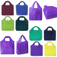 eco shopping bag fashion solid color foldable reusable tote folding pouch convenient large capacity storage bags waterproof