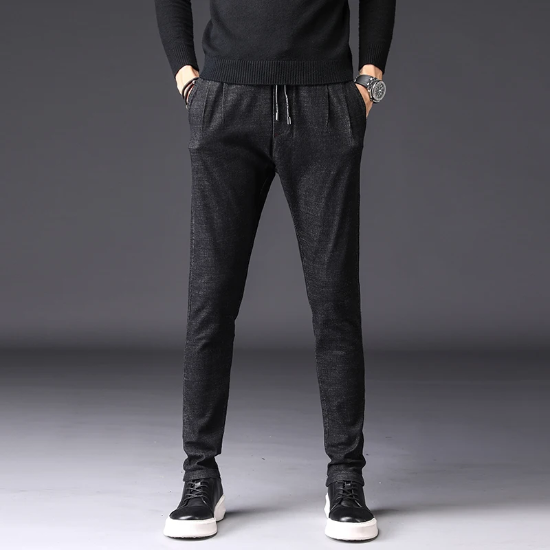 Мужские джинсы с веревкой и галстуком в Корейском стиле на осень зиму модные