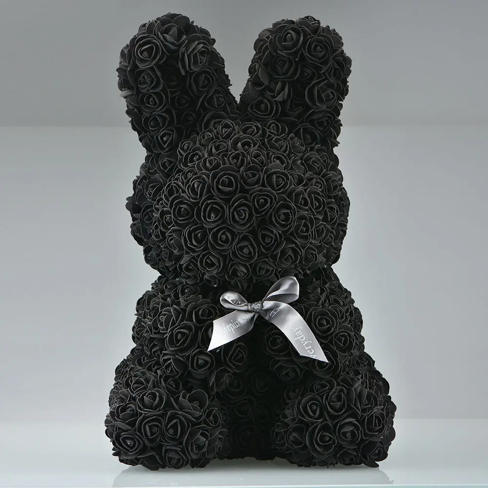 45cm black rabbit Горячая Распродажа кролик, собака, панда, единорог, плюшевый медведь, роза, мыльный цветок, искусственная игрушка, рождественские подарки для женщин, подарок на день Святого Валентина - Цвет: 45cm black rabbit