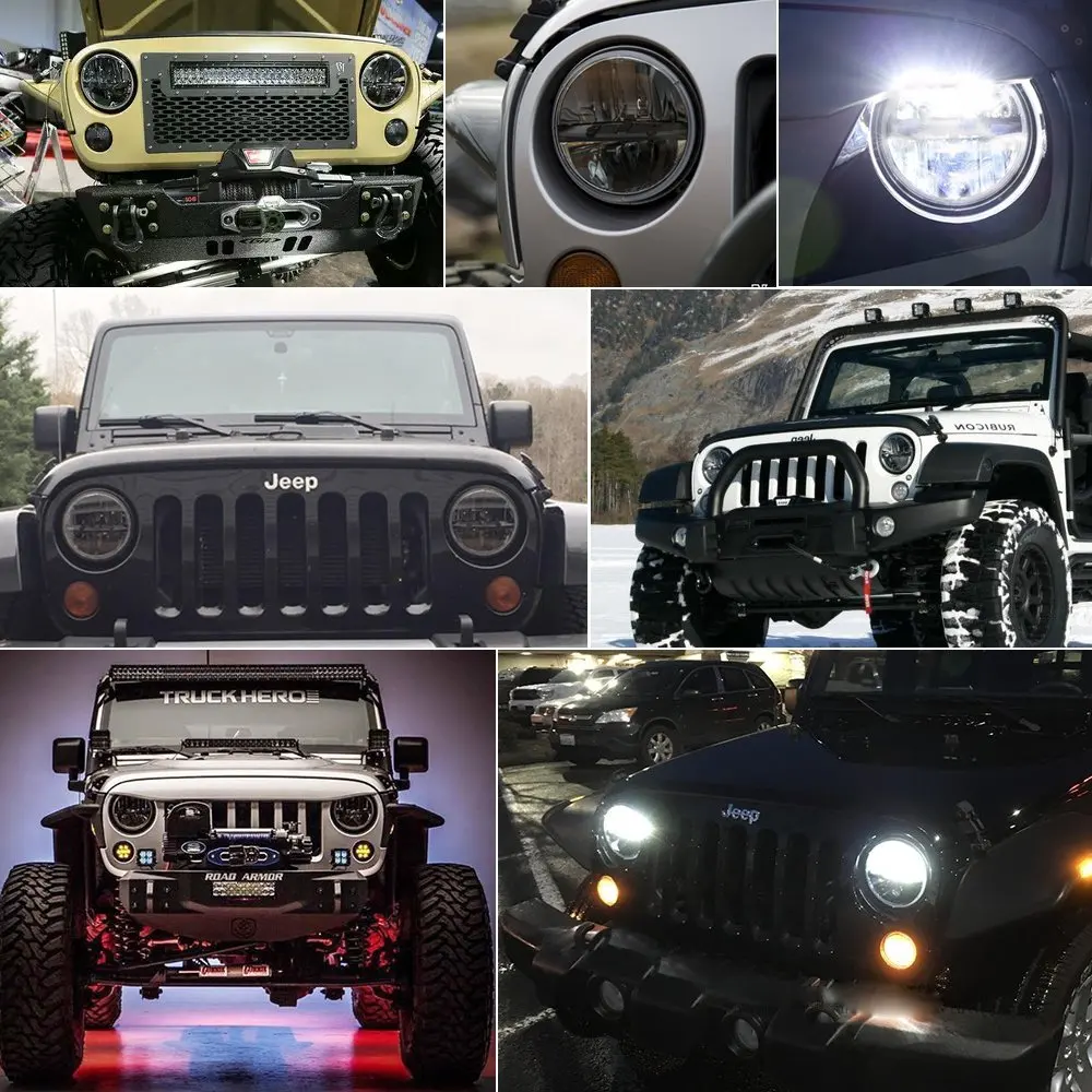 Светодиодные фары дальнего и ближнего света для Jeep Wrangler JK TJ Hummer H1 & H2 1 пара 7 дюймов