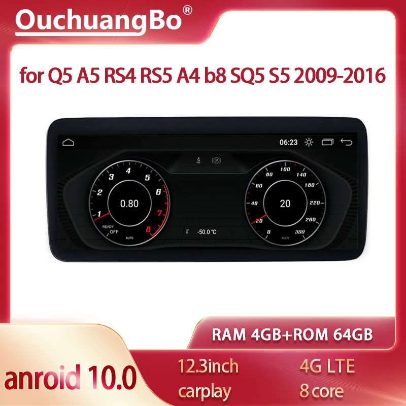 

Ouchuangbo Qualcomm multimedia GPS navig For 12.3 inch A4 A5 Q5 2009-2016 autoradio Automatic radio carplay 4G Android 10