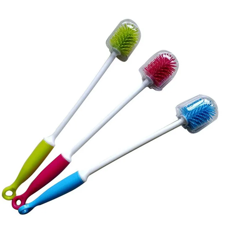 Щетка для чистки детских бутылочек силиконовая длинная ручка щетки мытья чашки