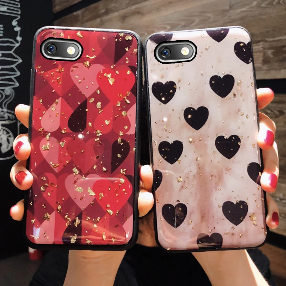 Мягкий чехол для телефона с блестками и сердечками huawei honor 8 s 7s 7 Y5 2019 2018 y 5 prime 7a 45