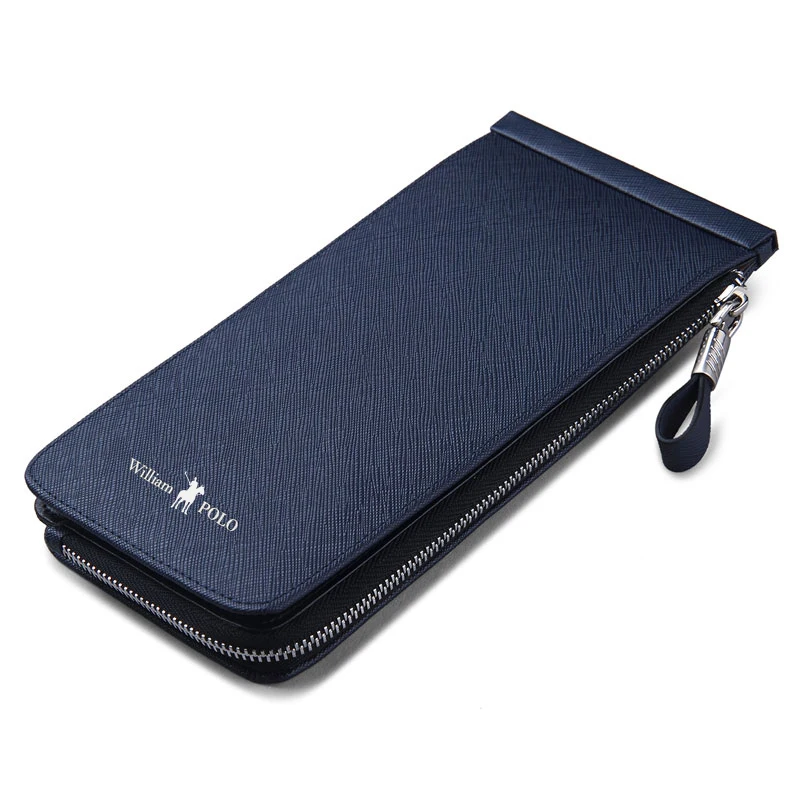 Бумажник поло WILLIAM мужской кошелек длинный тонкий кожаный чехол для банковских