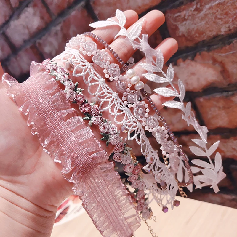 Женское кружевное ожерелье с вышивкой Свадебный чокер цепочками длиной до